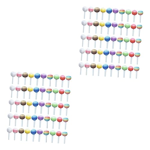 Veemoon 50 Stück Mini-Lollipops Aus Kunststoff – Bunte Regenbogen-Lutscher Für DIY Handwerk Puppenhaus Dekoration Und Kreative Bastelprojekte Ideal Für Und Party Events von Veemoon