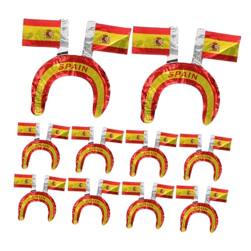 Veemoon 50 Stück Spanische Flagge Folienballon Haarreif Leichter Bequemer Kopfschmuck für Nationalfeiertag Partydekorationen Freihändig Tragbar Buntes Festzubehör für Familien Schulfeiern von Veemoon