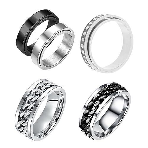 Veemoon 5Stücke Teiliges Set Titanstahl Fidget Ringe Verstellbare Finger Rotationsringe für Stressabbau Hochglänzend von Veemoon