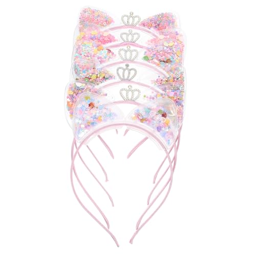 Veemoon 6 Stück Katzenohren Haarreif mit Pailletten Glitzerndes Elastisches Party Haaraccessoire für Mädchen und Teens Bequemer Sitz Geeignet für Kostüm und Zufällige Zufällige Farbe von Veemoon