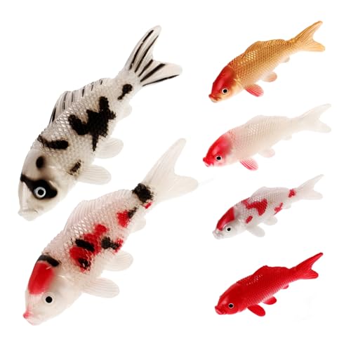 Veemoon 6 Stück Kleine Schwimmende Koi Künstliche Plastikfische Dekoration Gefälschte Goldfische Aquarium-Ornament Fischmodelle DIY-Gartenteichzubehör Für Tankteichzubehör Aus PVC von Veemoon