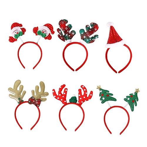 Veemoon 6 Stück Teiliges Haarbänder Weihnachten Wiederverwendbare Leichte und Bequeme Haarreifen mit Festlichen Motiven Geeignet für Party Kostüm und Alltag Passende für Mädchen Kopf von Veemoon