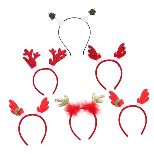 Veemoon 6 Stück Teiliges Weihnachts Haarband mit Niedlichen Katzenohren und Rentiergeweih Elastisch und Bequem Party Haarreif für Erwachsene Festliches Accessoire für Weihnachten Karneval von Veemoon
