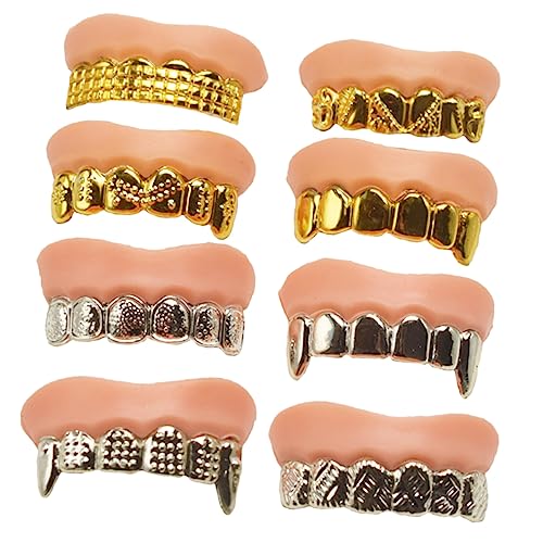 Veemoon 8 Stück Goldene Für Hip Hop Style – Vampirzähne Für Zombie-Kostüm - Ideale Dress Up Accessoires Für Halloween Und Karneval Glänzendes Design Für Einen Einzigartigen Look Veemoon 8 Stück Goldene Für Hip Hop Style – Vampirzähne Für Zombie-Kostüm - Ideale Dress Up Accessoires Für Halloween Und Karneval Glänzendes Design Für Einen Einzigartigen Look von Veemoon