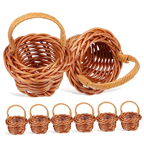 Veemoon 8 Stück Mini Rattan Körbchen Mit Henkel - Perfekte Kleine Körbe Für Blumenkinder - Hochzeiten Und Ideal Als Dekoration Oder Für Süßigkeiten Und Weihnachtsbaumschmuck von Veemoon