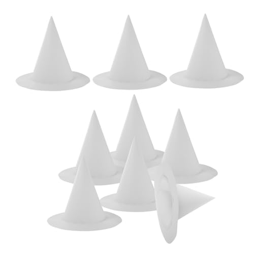 Veemoon 8 Stück Teiliges DIY Papier Hexenhut Weiß für Bemalbare Wiederverwendbare Bastelmaterialien Robuster Papierhut als Vielseitiges Halloween Kostümzubehör für Kreative Partys und von Veemoon