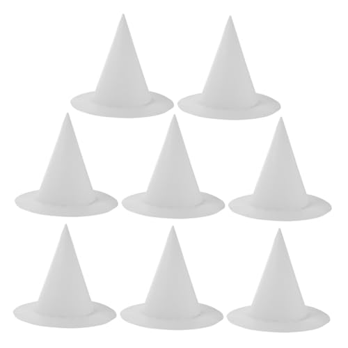 Veemoon 8 Stück Teiliges Weiße Hexenhüte aus Robustem Papier zum Bemalen DIY Halloween Kostüm Zubehör Vielseitige Bastelmaterialien für Partydekoration und Malen von Veemoon