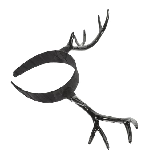 Veemoon Antler Headband Kunststoff Rentier Geweih Haarreif Damen Schwarz Klein Festival Party Cosplay Haarband Weihnachtsdeko Zubehör für Frauen und Mädchen von Veemoon