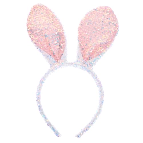 Veemoon Bunny Ohr Stirnband mit Pailletten Verstellbares Kaninchenohren Accessoire für Ostern Cosplay und Partys für Geburtstagsfeiern und Besondere Anlässe von Veemoon