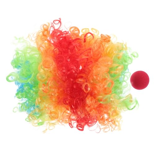 Veemoon Clown Kostüm für Junge Mädchen mit Bunter Perücke und Clownsnase für Halloween Karneval Partys und Rollenspiel Aktivitäten von Veemoon