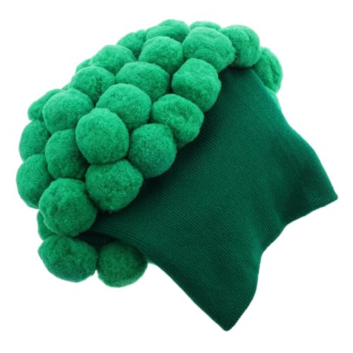 Veemoon Cute Broccoli Hut Lustige Strickmütze Mit Großem Fluff-pompon Für Karneval Halloween Und Partys Witziges Kostüm-accessoire Für Gemüse-liebhaber von Veemoon