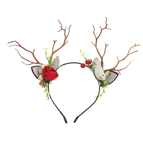 Veemoon Deer Horn Antler Haarreifen mit Beeren und Vogel Perfektes Kostüm Accessoire für Partys Weihnachten und Halloween Robust und Bequem für Erwachsene von Veemoon