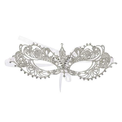 Veemoon Diamant aushöhlen Maske Halloween-Maskerade-Kostüm Maskerade Maske Frauen Maskerade Masken halloween party halloween masken Cosplay-Spitzenmaske Maskendekoration Bohren Silver von Veemoon
