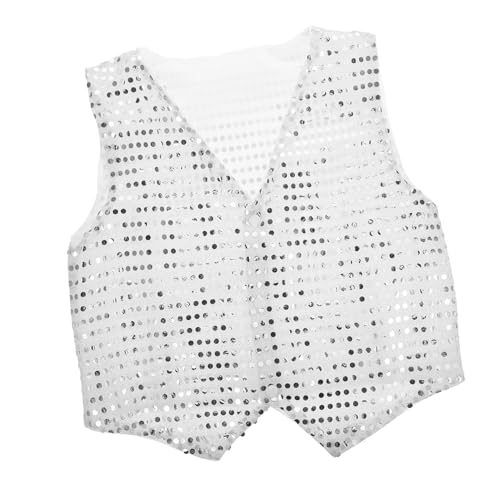 Veemoon Disco-kinderbekleidung 70er-jahre-party-paillettenweste Paillettenjacke Für Disco-glitzerkleidung Zubehör Für Partykostüme Der 70er Jahre Silver Chemiefasermischung von Veemoon