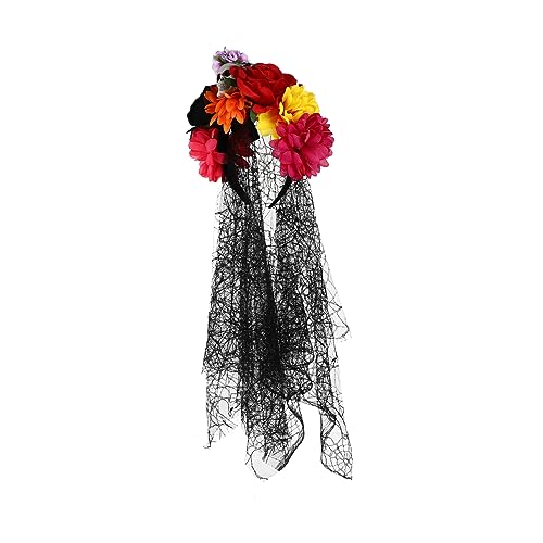 Veemoon Elegant Halloween Haarschmuck mit Schwarzen und Roten Rosen Einzigartiges Kopfschmuck Accessoire für Kostümpartys Maskeraden und Fotografie von Veemoon