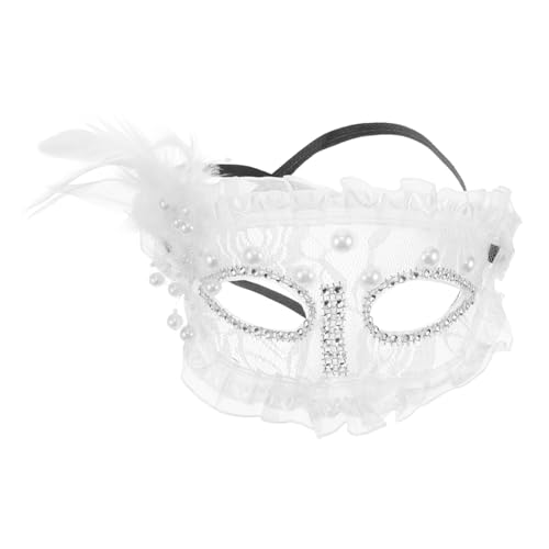 Veemoon Feder Maske Halloween Frauen Maskieren Kostüm Maskerade Gefiedert Maskerade Schwarz Für Halloween Augenmaske Maskerademaske Maskerade-maske Für Frauen Gothic Ballmaske Weiß Plastik von Veemoon