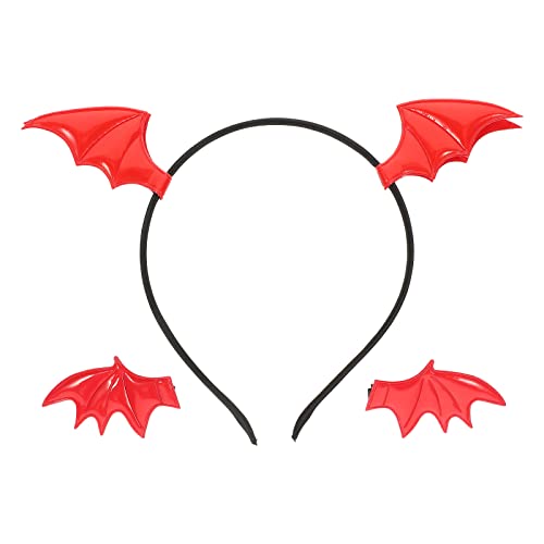 Veemoon Fledermaus-Stirnband für Damen, Fledermausflügel, Stirnband, Teufelshörner, Haarreif mit Clip für Halloween, Maskerade, Cosplay, Kostüme, Zubehör, Rot Veemoon Fledermaus-Stirnband für Damen, Fledermausflügel, Stirnband, Teufelshörner, Haarreif mit Clip für Halloween, Maskerade, Cosplay, Kostüme, Zubehör, Rot von Veemoon
