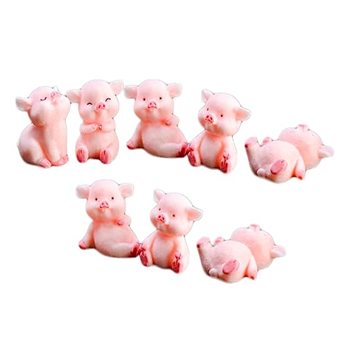 Veemoon Glücksschweinchen Mini Figuren Set – 8 Kleine Rosa Schweine - Perfekte Marzipan Schweine Für Garten - Kuchen Topper Und Als Glücksbringer Für Jeden Anlass von Veemoon