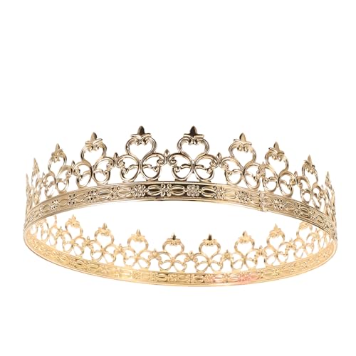 Veemoon Goldene Herren Königskrone Metall Krone Mittelalterlicher Prinz Haarschmuck für Fasching Cosplay und Bühnenauftritte Europäisches Design Leicht und Vielseitig für Kostüme und von Veemoon