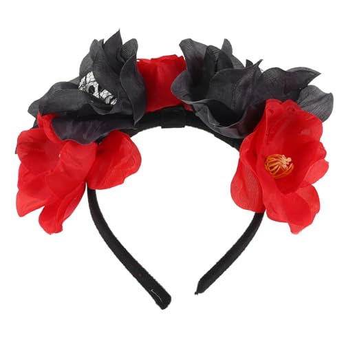 Veemoon Halloween Haarreif mit Realistischer Schädelblume Leichtes Stoffmaterial Bequemes Party Accessoire für Halloween Kostüm Schulfeier Themenparty Schwarz Rot Veemoon Halloween Haarreif mit Realistischer Schädelblume Leichtes Stoffmaterial Bequemes Party Accessoire für Halloween Kostüm Schulfeier Themenparty Schwarz Rot von Veemoon