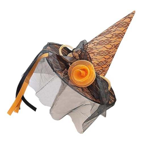 Veemoon Halloween Hexenhut Damen Orange mit Blumenverzierung Atmungsaktiv Leicht für Kostümparty Cosplay und Festliche Halloween Dekoration Veemoon Halloween Hexenhut Damen Orange mit Blumenverzierung Atmungsaktiv Leicht für Kostümparty Cosplay und Festliche Halloween Dekoration von Veemoon