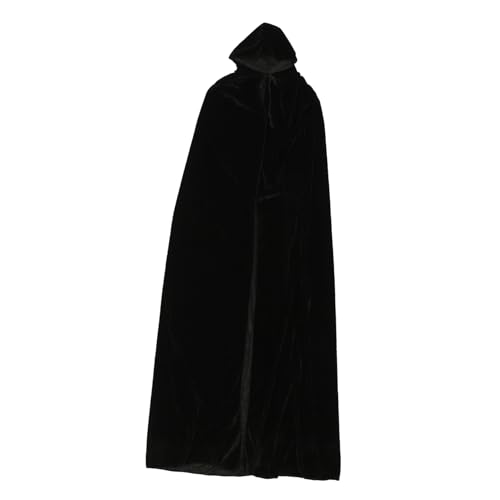 Veemoon Halloween-Party-Cosplay-Stütze Kap Haube Erwachsene Schwarzes Cape Halloween umhang Damen Kleider Klamotten Party-Cosplay-Umhang Umhang für Bühnenauftritte Goldener Samt Black von Veemoon