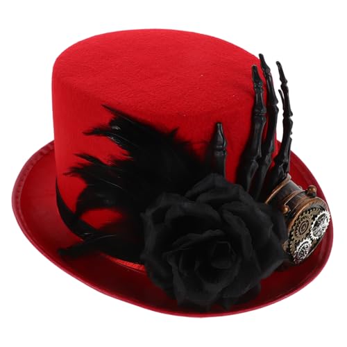 Veemoon Halloween Steampunk mit Totenschädel Hand und Unisex Kostüm Hut für Partys Cosplay Vintage Charm für Männer und von Veemoon