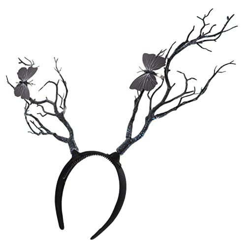 Veemoon Halloween Stirnband Damen Geweih Haarreif aus Komfortables Kopfschmuck Cosplay für Frauen und Mädchen Schwarz für Halloween Kostüm und Party von Veemoon