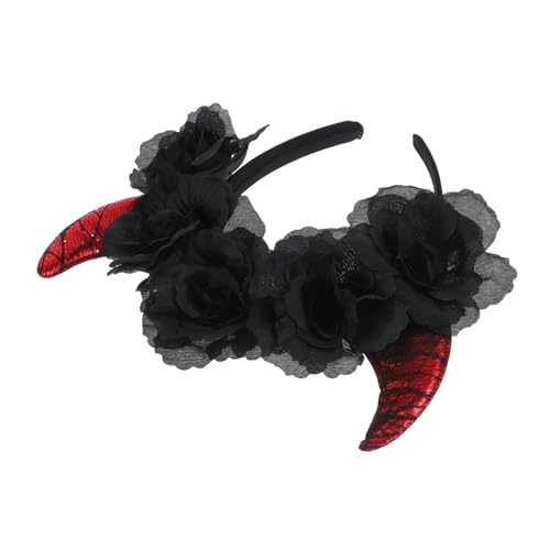 Veemoon Halloween Teufelshorn Haarreif mit Rosen Kopfschmuck Accessoire für Halloween Karneval und Cosplay Leicht und Angenehm zu Tragen Veemoon Halloween Teufelshorn Haarreif mit Rosen Kopfschmuck Accessoire für Halloween Karneval und Cosplay Leicht und Angenehm zu Tragen von Veemoon