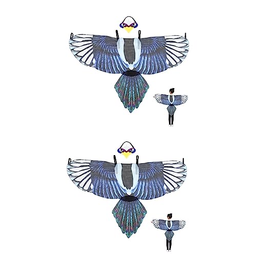 Veemoon Halloween Vogelflügel Kostüm Für - Adler - Eule & Verkleidung Mit Masken Schal Und Umhang Für Süßes Oder Saures Tierparty & Geburtstagsfeier Blau von Veemoon