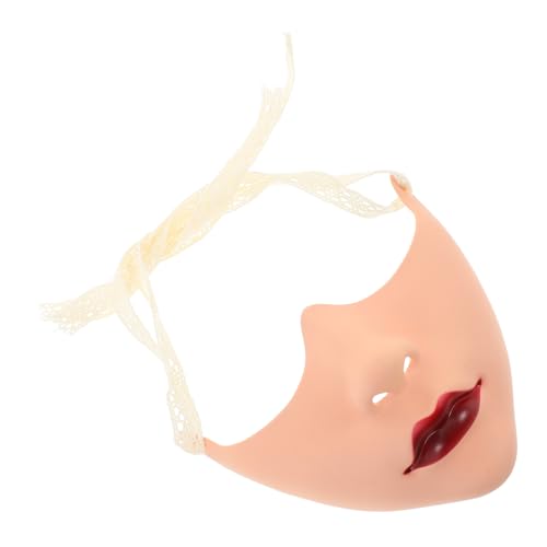 Veemoon Handgemalte Maske mit Hautfarbener Verarbeitung und Roten Lippen für Karneval Halloween Cosplay und Maskenbälle Vielseitig von Veemoon