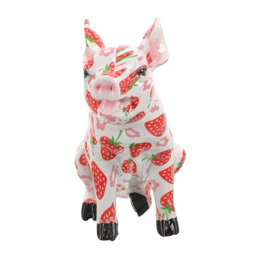 Veemoon Harz Erdbeerschwein Statue – Niedliches Erdbeer-Ornament Für Garten - Rasen Und Büro – Dekorative Harzfigur Für Schreibtisch Und Innenraum – Ideal Als Oder Für Die von Veemoon