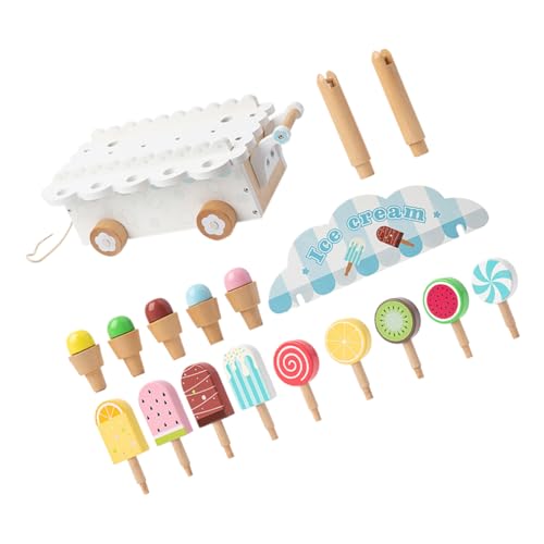 Veemoon Holz Eiswagen für Realistischer Spielbarer Eiswagen aus Massivem Holz Interaktives Rollenspiel für Junge Mädchen Fördert Familienzeit und Veemoon Holz Eiswagen für Realistischer Spielbarer Eiswagen aus Massivem Holz Interaktives Rollenspiel für Junge Mädchen Fördert Familienzeit und von Veemoon