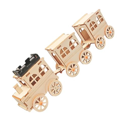 Veemoon Holzzugspielzeug Modellbausatz Holzbau Zug Unvollendeter Holzzug Kinderspielzeug DIY - Holzbaukasten Modelleisenbahn-bausätze Holzzüge Beige von Veemoon