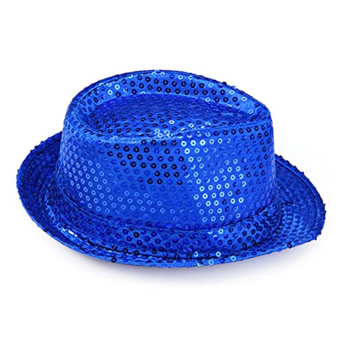 Veemoon Kapitänsmütze & Fedora-Hut Set Für Herren – Funkelnde Pailletten Und Disco-Style Für Gras Cosplay Abschlussball Und Partys Pack in Blau von Veemoon