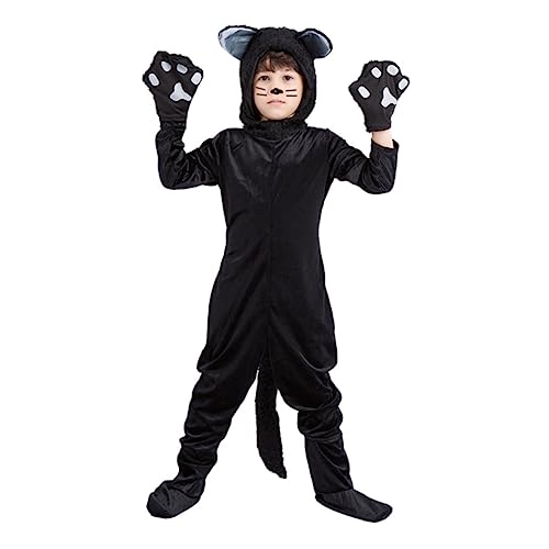 Veemoon Katzenkostüm Für – Pyjama Für Jungen Und Mädchen - Ideales Halloween Kostüm Für Rollenspiele Und Partys - Größe M Bequemes Stoff Outfit von Veemoon