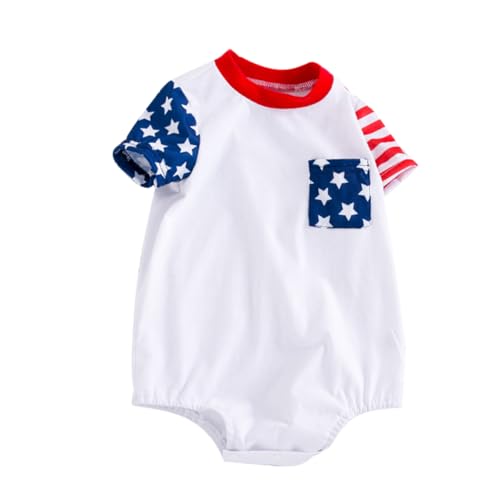 Veemoon 9m Unisex Romper Kurzarm Für Unabhängigkeitstag Neugeborenen Kleidung Mit Druckmotiv Einfaches An Ausziehen Für Festlichkeiten Und Tägliche Outfits von Veemoon