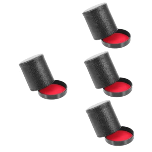 Veemoon Leder Würfelbecher Mit Deckel - Geräuschloser Shaker Für Brettspiele - Ideal Für Farkle Und Andere Familien Und Partyspiele Inkl Hochwertigem Würfelset Roter Liner von Veemoon