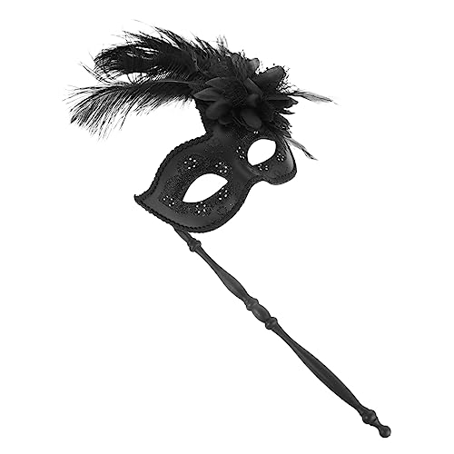 Veemoon Handheld Maske Mit Feder Für Karneval Halloween Und Kostümpartys Elegante Masquerade Maske Stab Für Fotos Und Veranstaltungen von Veemoon