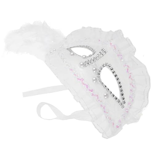 Veemoon Masquerade Halbmaske Für Frauen Elegante Cosplay Party Maske Mit Spitze Kunstperlen Und Federn Für Halloween Und Karneval Für Kostümpartys Und Festliche Anlässe von Veemoon