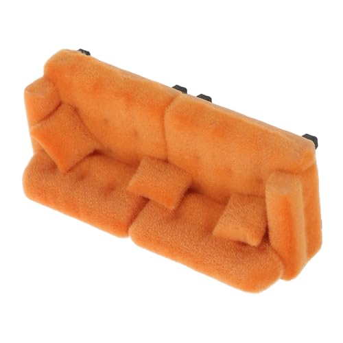 Veemoon Maßstab Flockstoff Mini Couch mit Kissen für Wohnzimmer Puppenmöbel Zubehör Braun Weicher Samtbezug Kleine für Miniaturszenen und Dekoration von Veemoon