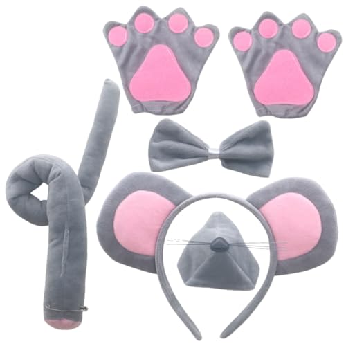 Veemoon Maus Kostüm Set Mausohren Stirnband Mausnase Maus Schleife für Karneval Fasching Party Verkleidung Zubehör von Veemoon