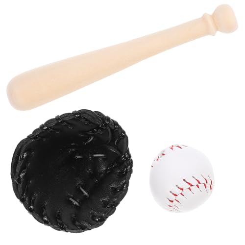 Veemoon Miniatur-Baseballschläger Und -Ball Puppenhaus-Baseballzubehör Mini-Sportset Schläger Handschuh Ball-Set Für Puppenhaus Mikroszene Mottoparty Tortenaufsatz Gastgeschenk Schwarz (2 von Veemoon