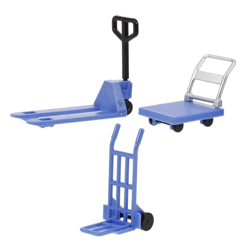 Veemoon Miniatur Gabelstapler und Plattformwagen Blau Teilig Detailreiches Puppenhaus Zubehör Leichtes Mikro Transportfahrzeug für Miniatur Hausgestaltung und Landschaftsdeko von Veemoon