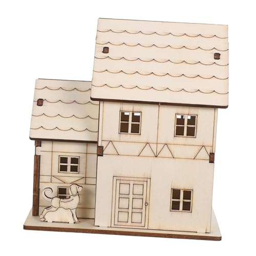 Veemoon Miniatur Holzhaus Bausatz mit Led-Beleuchtung Stabiles Holzmodell zum Zusammenbauen Präzise Geschnittenes DIY Puzzle Beleuchtete Miniaturhütte für Bastler und Sammler Inklusive von Veemoon