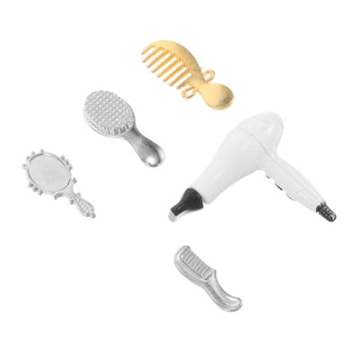 Veemoon Miniatur Puppenhaus Set mit Teiligem Friseur Zubehör Realistische Mini Frisierwerkzeuge Inklusive Haartrockner Kamm und Spiegel Deko für Puppenhaus Schönheitssalon und Kreative von Veemoon