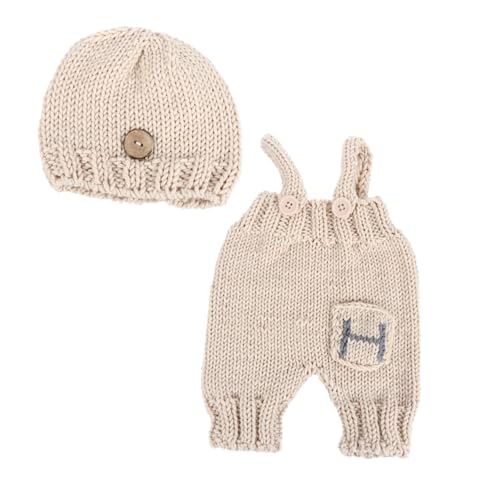 Veemoon Neugeborenen Kostümset mit Handstrickmütze Hosenträgern Fotografie Requisiten für Kreative Outfits für Monate für Süße Babyfotos Veemoon Neugeborenen Kostümset mit Handstrickmütze Hosenträgern Fotografie Requisiten für Kreative Outfits für Monate für Süße Babyfotos von Veemoon