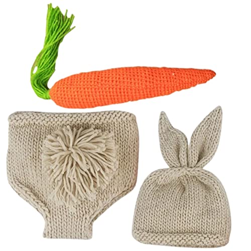 Veemoon Neugeborenen Fotografie Hase Outfit Kostüm Foto-shooting Requisiten 0-2 Monate Süßeste Hase Hut Hose Set von Veemoon