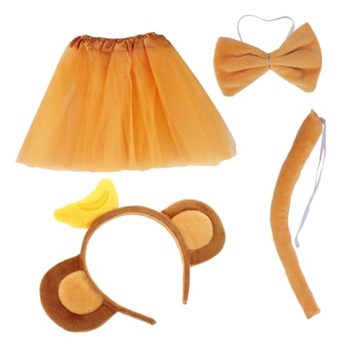 Veemoon Niedriges Gewicht Monkey Ears Stirnband mit Banane Süßes Tierohren Cosplay mit Fliege und Tutu Rock Bequem für Halloween Karneval Kostüm und Themenpartys Veemoon Niedriges Gewicht Monkey Ears Stirnband mit Banane Süßes Tierohren Cosplay mit Fliege und Tutu Rock Bequem für Halloween Karneval Kostüm und Themenpartys von Veemoon