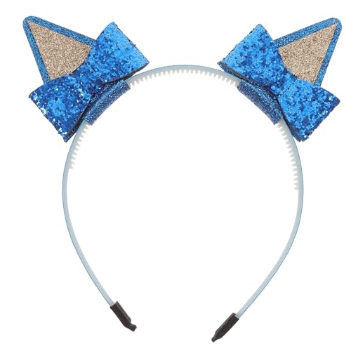 Veemoon Pailletten Katzenohren Stirnband mit Schleife Glitzerndes Haarband für Karneval Kostüm und Themenpartys Komfortables Metallmaterial Geschenkidee für Mädchen von Veemoon